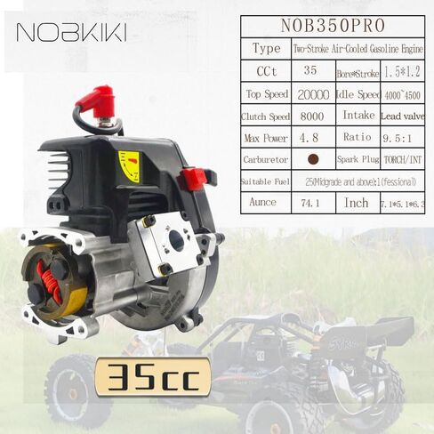 35cc Crankcase Intake 1/5 Scale 2-Stroke Gasoline RC Engine. Fit for Baja HPI Losi Redcat Rovan Compatible with All 1/5 RC car Competition Training Model in Kuwait