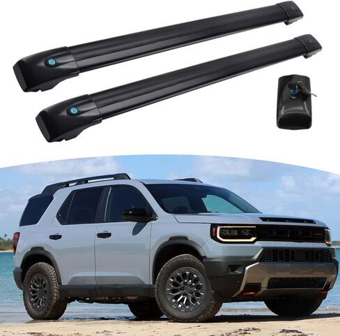 قضبان متقاطعة قابلة للقفل تناسب KIA Telluride 2026 2027 (مع سياج جانبي مرتفع) قضيب شحن من الألومنيوم بوزن 220 رطل (أسود) in Kuwait