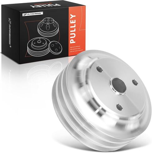 A-Premium 6.6 Inch Crankshaft Pulley with Triple-Groove Machined Aluminum Compatible with 1969-1985 Chevrolet Small Block - V8 283, 302, 305, 307, 327, 350, Long Water Pump in Kuwait