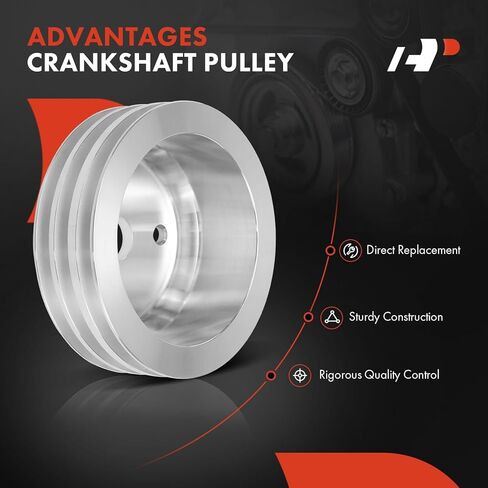 A-Premium 6.6 Inch Crankshaft Pulley with Triple-Groove Machined Aluminum Compatible with 1969-1985 Chevrolet Small Block - V8 283, 302, 305, 307, 327, 350, Long Water Pump in Kuwait