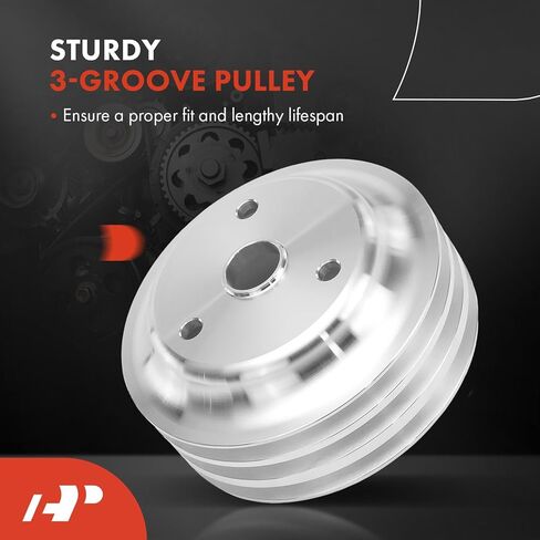 A-Premium 6.6 Inch Crankshaft Pulley with Triple-Groove Machined Aluminum Compatible with 1969-1985 Chevrolet Small Block - V8 283, 302, 305, 307, 327, 350, Long Water Pump in Kuwait