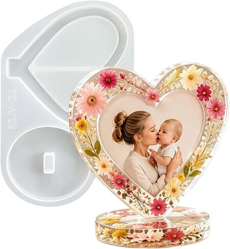 Picture Frame Resin Molds, Picture Frame Resin Molds Keepsake Memory Box, Large Unique Silicone Molds for Photo Frame, Rectangle & Heart Shape Epoxy Molds for DIY Home Decor (Ellipse) in Kuwait