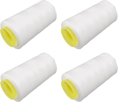 Premium Serger Thread, Sturdy Durable White Polyester, 4 Pieces Sewing Thread for Quilting Overlock Machine Hand Embroidery in Kuwait
