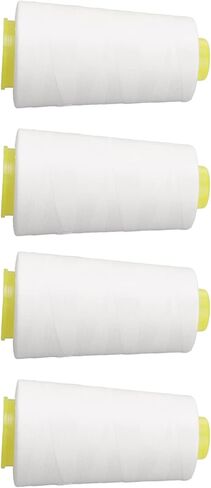 Vikye White Serger Thread مجموعة متينة من البوليستر الفاخر مكونة من 4 قطع لتطريز اللحف والخياطة، لعشاق الصناعة اليدوية in Kuwait