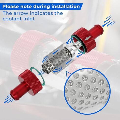 5/8" Universal Filter Inline Heater Core Coolant Filter Red in Kuwait