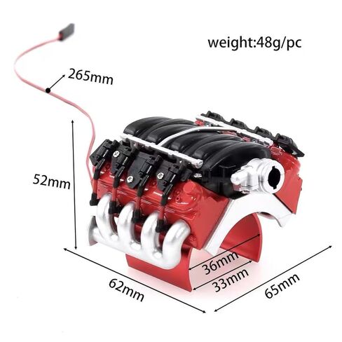 غطاء مشعاع مقلد لمحرك 1/10 RC V8 مع حوض حرارة ومروحة تبريد، أجزاء ترقية تبديد حرارة محرك RC، متوافق مع سيارة زاحفة 1:10 Traxxas TRX4 Axial SCX10 D90 90047 أحمر وأسود in Kuwait