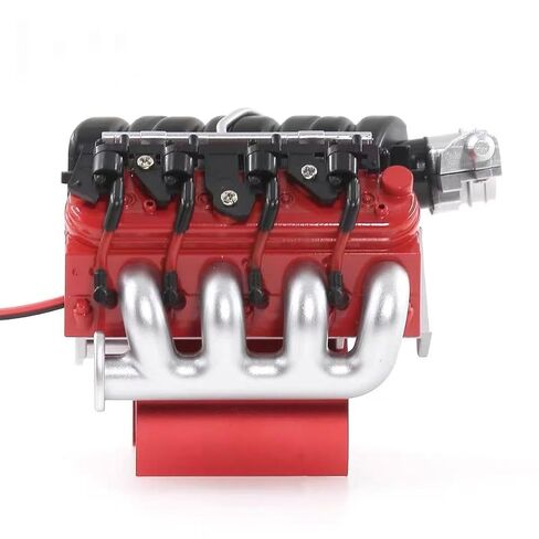 غطاء مشعاع مقلد لمحرك 1/10 RC V8 مع حوض حرارة ومروحة تبريد، أجزاء ترقية تبديد حرارة محرك RC، متوافق مع سيارة زاحفة 1:10 Traxxas TRX4 Axial SCX10 D90 90047 أحمر وأسود in Kuwait