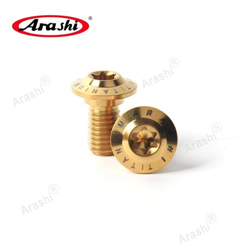 Arashi Rear Brake Disc Rotor Mounting Bolts for BMW HP2 2005-2009, K1200R 2004-2008, K1200S 2003-2008, R1200GS 2004-2012 ABS Include Titanium Tapered Torx Screws M6x20 Gold 5 Pcs in Kuwait