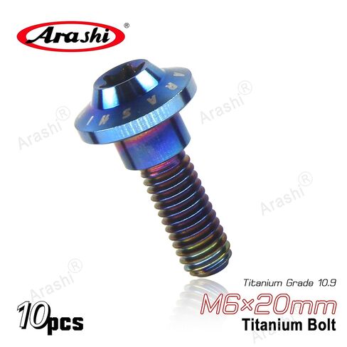 Arashi 10 قطع M6x20mm سبائك التيتانيوم الجبهة قرص الفرامل الدوارات تصاعد البراغي لياماها YZF R1 R6 R7 FZ1 FZ6 FZ8 MT09 FZ09 MT10 FZ10 XJ6 XTZ700 XTZ1200 XV1700PC Vmax1700 XV1900 in Kuwait