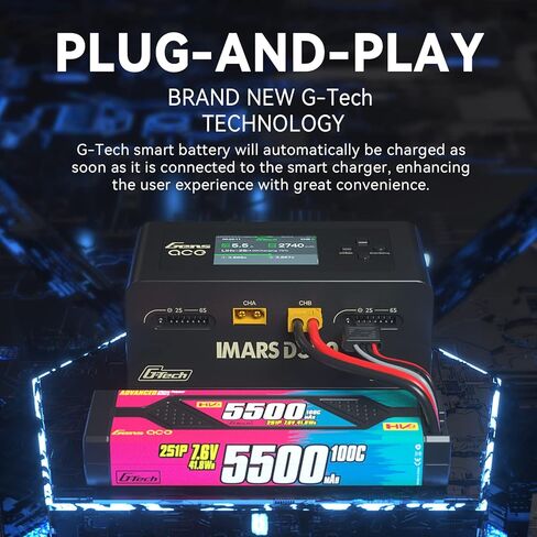 Gens Ace IMARS D300 G-Tech Smart Dual Lipo Charger 16A AC 300W DC 700W Lipo Charge (أسود) in Kuwait