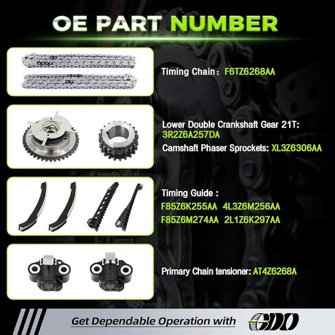 مجموعة سلسلة التوقيت 5.4 3 فولت مع كاميرا فيزر 3R2Z6A257DA تناسب 2004-2008 Ford F150 5.4L، 2005-2008 Ford Expedition، 2005-2008 Ford F250، F350، 2005-2008 Lincoln Navigator، 2006-2007 Lincoln Mark in Kuwait