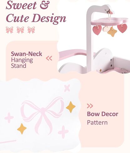 ROBOTIME 18 Inch Doll Changing Table, Wooden Baby Doll Bed with Storage Bins & Drawer, Pink Doll Nursery Furniture for 18 Inch Dolls, Baby Doll Furniture for Pretend Play in Kuwait