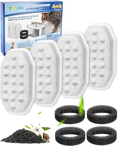 MyfatBOSS Cat Fountain Filter Replacement, Cat Water Fountain Filter for Rellaty 3.2L/108oz Cat Water Fountain, 10 Pet Fountain Filters with 10 Sponge Filters （10+10） in Kuwait