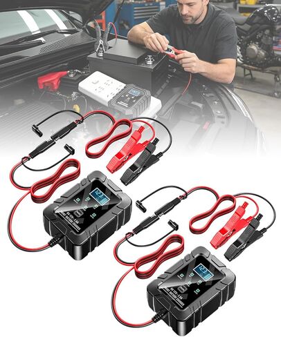 6v 12v Automatic Intelligent Recognition, Intelligent Battery Charger & Repairer, Smart Pulse Desulfator for Car, Motorcycle & Marine Batteries, Trickle Charger with LED Display (1PCS) in Kuwait
