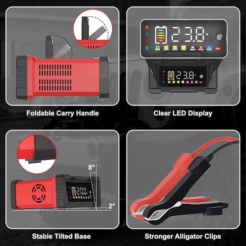 Battery Charger 20-Amp 12V/24V Smart Trickle Charger for Car - Battery Maintainer Trickle Charger, and Car Battery Charger Heavy Duty with Temperature Compensation for Automotive Truck Motorcycle in Kuwait