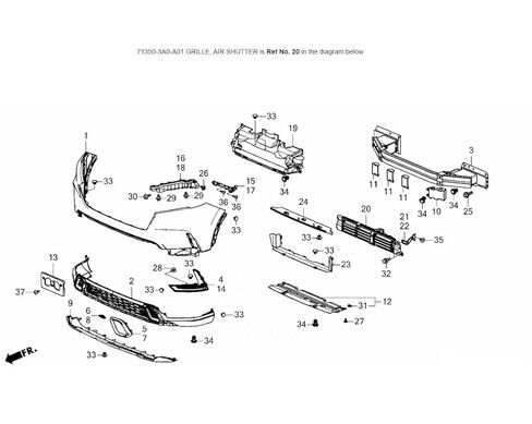 Honda Radiator Shutter Assembly - Lower (71350-3A0-A01) in Kuwait