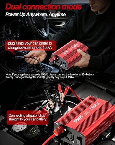 YSOLX 600W عاكس الطاقة 12V إلى 110V، DC إلى AC Car Inverter مع 65W USB-C/USB-شحن سريع (24W)/منفذ تيار متردد مزدوج، محول شاحن سيارة سريع للهاتف/الكمبيوتر المحمول/رحلة الطريق/التخييم (محدث) in Saudi Arabia