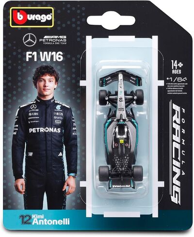 Bburago 1:64 Scale Race Formula Mercedes W16 (2025) Diecast Vehicle, Antonelli #12 in Kuwait