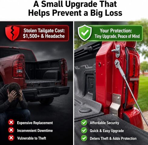 Tailgate Lock Anti-Theft Protector for 2024+ Toyota Tacoma - Stainless Steel Truck Bed Security Hinge Bracket, No Drill Installation in Kuwait