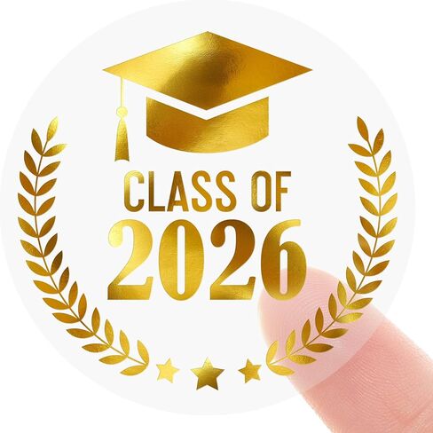 Graduation Stickers Class of 2026 Stickers 120Pcs 1.6 Inch Gold Foil Transparent Graduation Thank You for Celebrating with Me Sticker for Envelope Seals Cards Invitations (Gold) in Kuwait