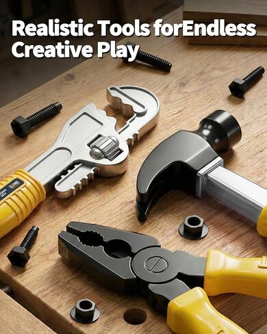 Kids Tool Set for Boys-Toddler Tool Set with Electronic Toy Drill & Tool Box, STEM Pretend Play Construction Toys with Costume Vest, Educational Gifts for Age 3 4 5 6 7 Year Old in Kuwait