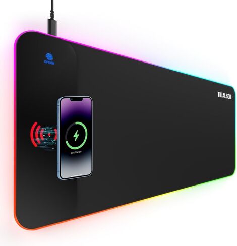 لوحة ماوس ألعاب TIDALSOIL RGB، 31.5 × 11.8 بوصة كبيرة الحجم مع 12 وضع إضاءة، قاعدة مطاطية غير قابلة للانزلاق، لوحة مفاتيح كبيرة لألعاب الكمبيوتر والمكتب، أسود in Kuwait