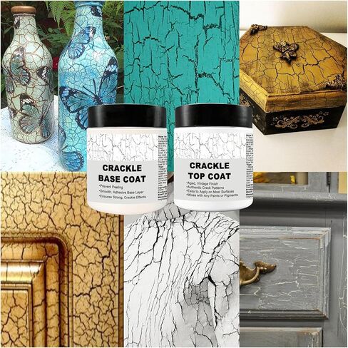 118g Crack Texture Paste and 118g Base Coat, Acrylic Paint Cracking Paste for Hand-Painted Art, Cracked Paint Effect Shaping Paste, Crafting Supplies,Handcrafted Art, Artistic Texture in Kuwait