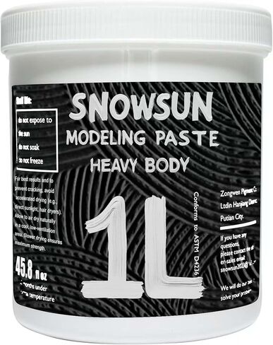 SNOWSUN Texture Paste 1000ML - Heavy Body Modeling Gel for Canvas Painting, DIY Crafts, Wall Art - Create 3D Effects, Thick Impasto, Decorative Relief - White Acrylic Medium (42.4 Oz/1400g) in Kuwait