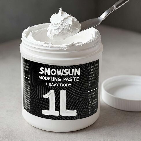 SNOWSUN Texture Paste 1000ML - Heavy Body Modeling Gel for Canvas Painting, DIY Crafts, Wall Art - Create 3D Effects, Thick Impasto, Decorative Relief - White Acrylic Medium (42.4 Oz/1400g) in Kuwait