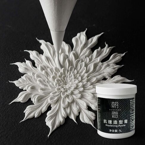 SNOWSUN Texture Paste 1000ML - Heavy Body Modeling Gel for Canvas Painting, DIY Crafts, Wall Art - Create 3D Effects, Thick Impasto, Decorative Relief - White Acrylic Medium (42.4 Oz/1400g) in Kuwait