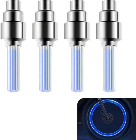 4 PCS Bike Wheel Lights, Waterproof Car LED Wheel Lights, Smart Vibration Sensor Tire Valve Stems Cap Lamp, Universal Car Bike Bicycle Motorbicycle Cool Reflector Accessories (Green) in Kuwait