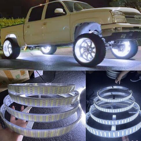 Super Bright Wheel Lights 4 row 6000K White Strobe LED Rim Light 17.5 inch wheel Covers Set of 4 for Truck Lights in Kuwait