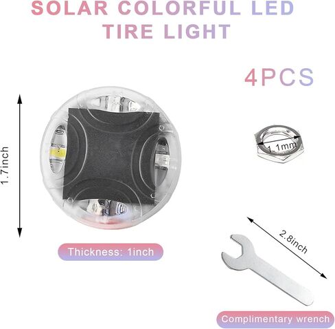 4 PCS Car Tire Wheel Lights, Colorful Flashing Tire Valve Stem Cap Lights with Motion Sensor, Waterproof Solar Wheel Valve Cap Flash Light for Cars Trucks Motorcycles in Kuwait