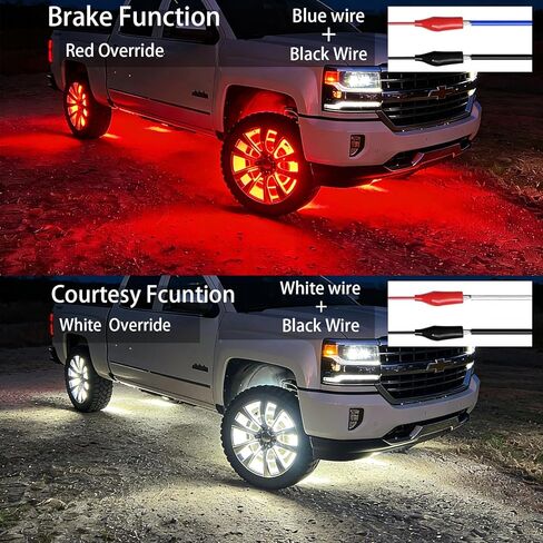 Surper Bright New 17in RGBW 4 أضواء عجلة الصف للشاحنة، APP RF 4-Zone Control، كثافة عالية 2592 LEDs RGB+White Wheel Ring Light، وظيفة الفرامل والمجاملة، أضواء إطارات حافة السيارة الديناميكية لمزامنة الموسيقى in Kuwait