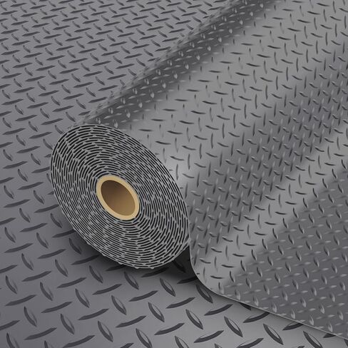 StellarStar 10x20 FT Garage Floor Mat, 2.8mm Thickened PVC Flooring Roll for Under Car, 200 SQFT Diamond Plate Black Garage Mats for Garage, Warehouse, Basement, Factory, Trailer (Include Tapes) in Kuwait