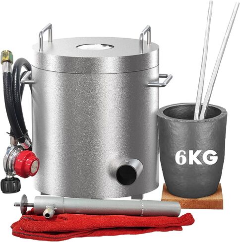 Garvee 12KG Stainless Steel Propane Melting Furnace Kit with Crucible and Tongs Complete Home Foundry Set for Scrap Metal Recycling Gold, Silver, Copper, and Aluminum Smelting and Refining in Kuwait