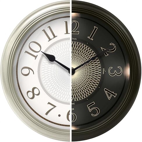 12.6"" Galaxy Luminous Atomic Clock with Night Light, Lighted Clock with Smart Sensor to Turn on/Off Lights in Low/Bright Light, Silver Finish, FD2405 in Saudi Arabia