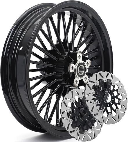 TOFR 16x3.5 حافة عجلة أمامية من الكروم فات كينج المتحدث لايحتاج لـ Harley Touring 1984-2008 Road King Street Glide Road Glide Electra Glide 01 02 03 04 05 06 مع دوارات فرامل أمامية عائمة مقاس 11.5 بوصة in Kuwait
