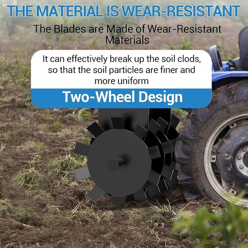 Patikuin 32" ATV/UTV Tow-Behind Disc Harrow Plow, Adjustable Height & Depth, 2" Global Hitch, Corrosion Resistant for Soil Cultivation in Kuwait