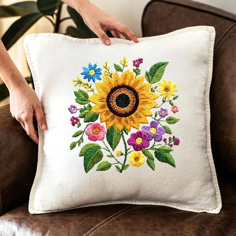 17 PCS Water Soluble Embroidery Patterns Sunflowers Bouquets Stick and Stitch Embroidery Patterns Wash Away Transfer Paper for Hand Sewing Lover Beginners in Kuwait