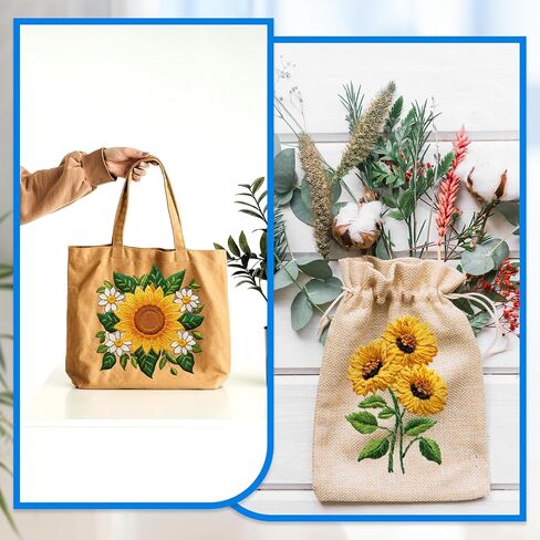 17 PCS Water Soluble Embroidery Patterns Sunflowers Bouquets Stick and Stitch Embroidery Patterns Wash Away Transfer Paper for Hand Sewing Lover Beginners in Kuwait