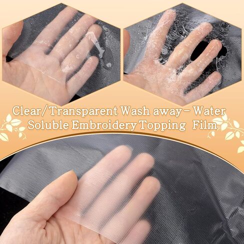 Peryiter 1 Roll 8.5" x 100 yd Clear Wash Away Water Soluble Embroidery Stabilizer 25μm Topping Film Stabilizer for Embroidery Lightweight Sewing Stabilizers for Hand Sewing Machine in Kuwait