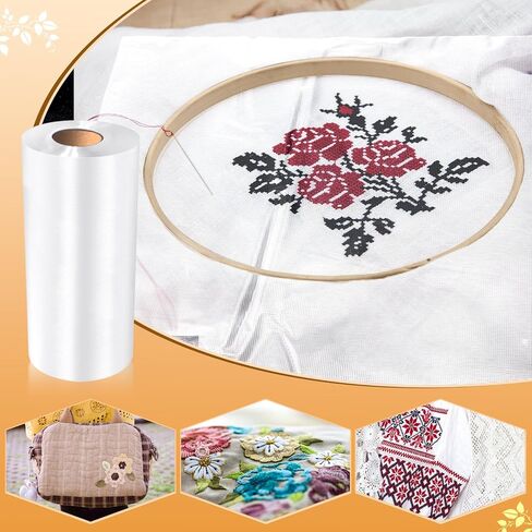 Peryiter 1 Roll 8.5" x 100 yd Clear Wash Away Water Soluble Embroidery Stabilizer 25μm Topping Film Stabilizer for Embroidery Lightweight Sewing Stabilizers for Hand Sewing Machine in Kuwait