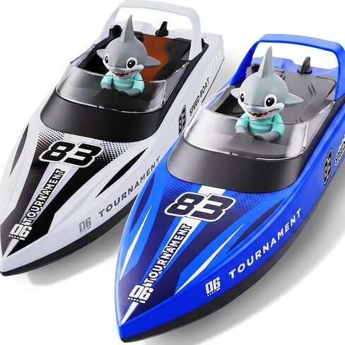 BEZGAR [2026 New] Remote Control Boat, 2 Packs 10 inch Fast Speed RC Boat 15 KPH for Pools & Salt Water, Summer Toys for Adults and Ideal Gifts for Kids Boys Age 6 7 8-12 Years Old - 821 Blue&White in Kuwait
