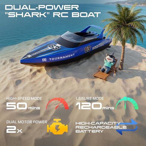 BEZGAR [2026 New] Remote Control Boat, 2 Packs 10 inch Fast Speed RC Boat 15 KPH for Pools & Salt Water, Summer Toys for Adults and Ideal Gifts for Kids Boys Age 6 7 8-12 Years Old - 821 Blue&White in Kuwait