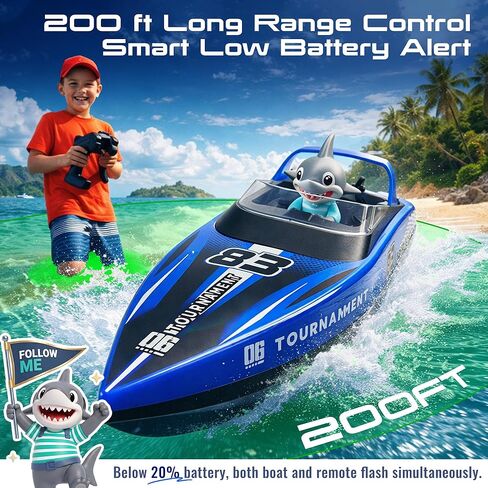 BEZGAR [2026 New] Remote Control Boat, 2 Packs 10 inch Fast Speed RC Boat 15 KPH for Pools & Salt Water, Summer Toys for Adults and Ideal Gifts for Kids Boys Age 6 7 8-12 Years Old - 821 Blue&White in Kuwait