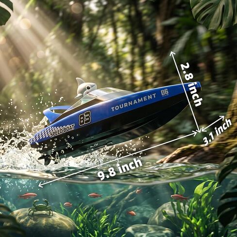 BEZGAR [2026 New] Remote Control Boat, 2 Packs 10 inch Fast Speed RC Boat 15 KPH for Pools & Salt Water, Summer Toys for Adults and Ideal Gifts for Kids Boys Age 6 7 8-12 Years Old - 821 Blue&White in Kuwait