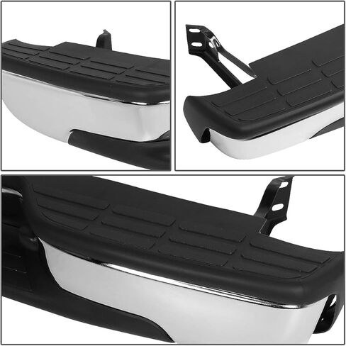 مصد خلفي متوافق مع 99-07 Chevy Silverado 1500 2500 متوافق مع GMC Sierra 1500 2500 1999-2007 غطاء مصد فولاذي Fleetside بدون فتحات مستشعر وقوف السيارات كروم GM1103122 12496085 in Kuwait