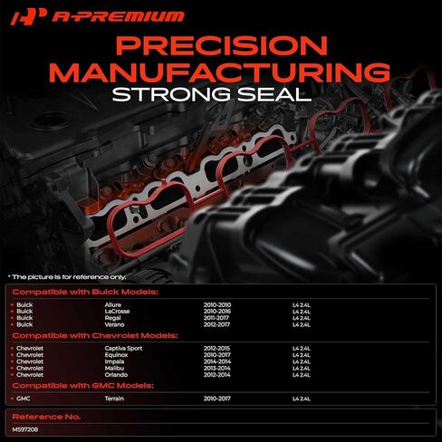 A-Premium Lower Engine Intake Manifold Gasket Set Compatible with Buick, Chevrolet, GMC - 2010-2017 - LaCrosse, Allure, Regal, Verano, Captiva Sport, Equinox, Impala, Malibu, Orlando, Only fit L4 2.4L in Kuwait