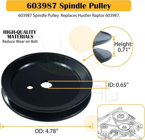2 Pack 604214 Spindle Assembly with 603987 Spindle Pulley 604219 605512 Pulley Replaces Hustler 604214 Spindle Assembly 604214 Spindle for Hustler Mower for 42 inch Hustler Raptor Deck Spindle in Kuwait